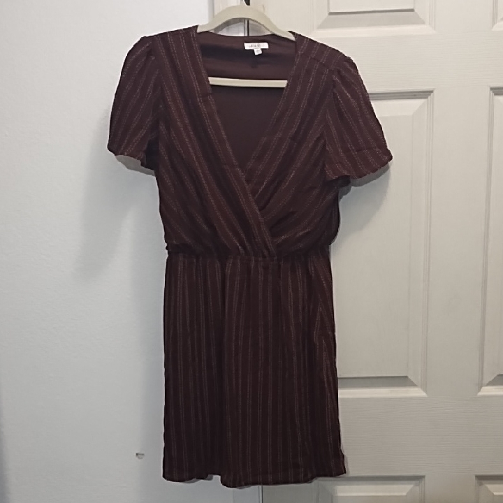 Auw Burgundy Pleated Wrap Dress
